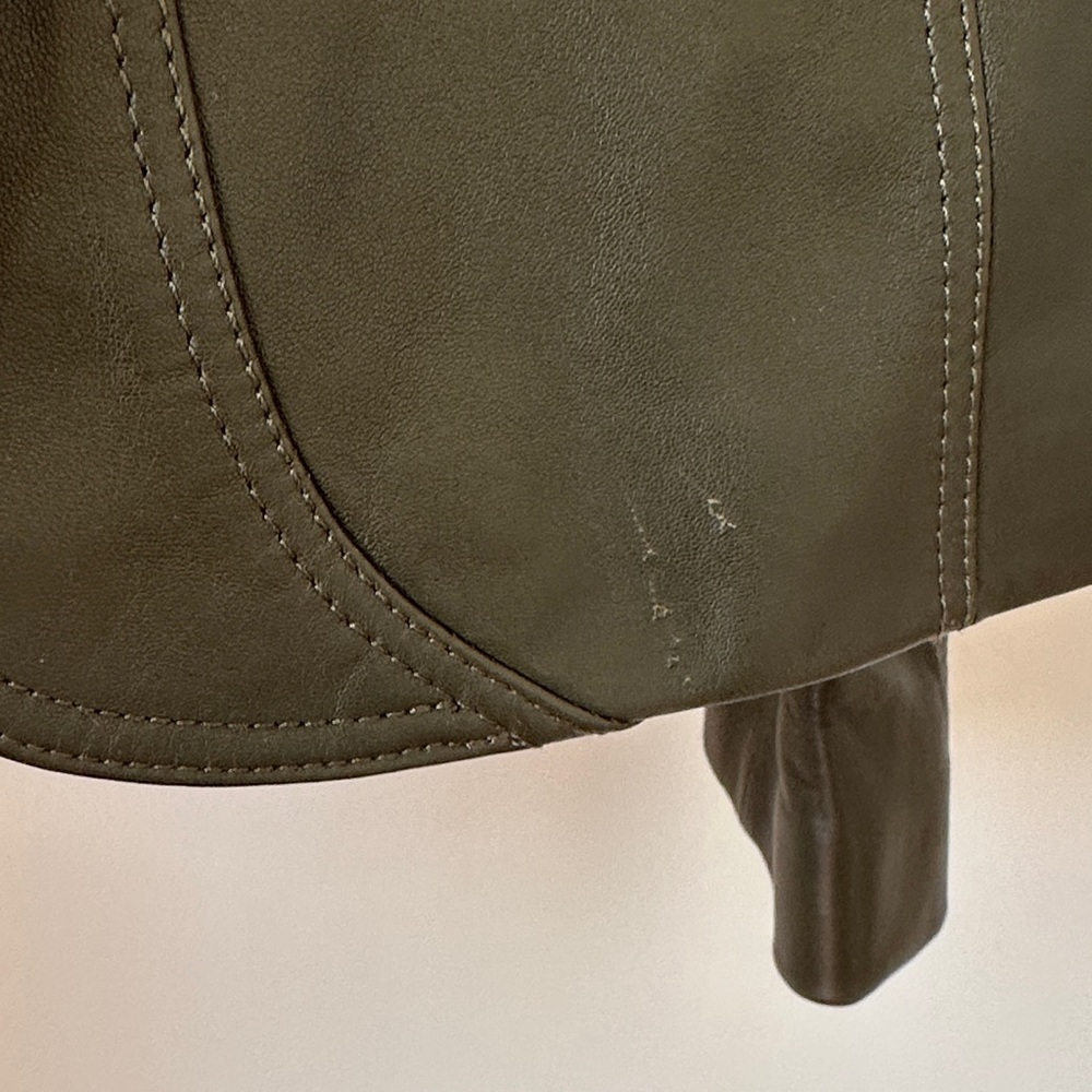 Lafayette 148 New York Dark Olive Leather Lambskin Blazer - Picture 5 of 9